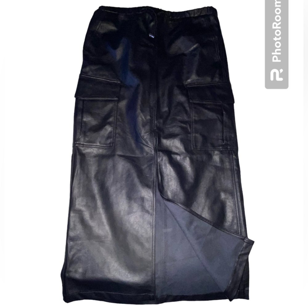 Faux Leather Split Skirt